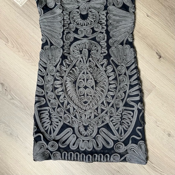 JS Collections Short Sleeve Mesh Cocktail Dress Size 12 Soutache Sheer Cocktail - Picture 14 of 15